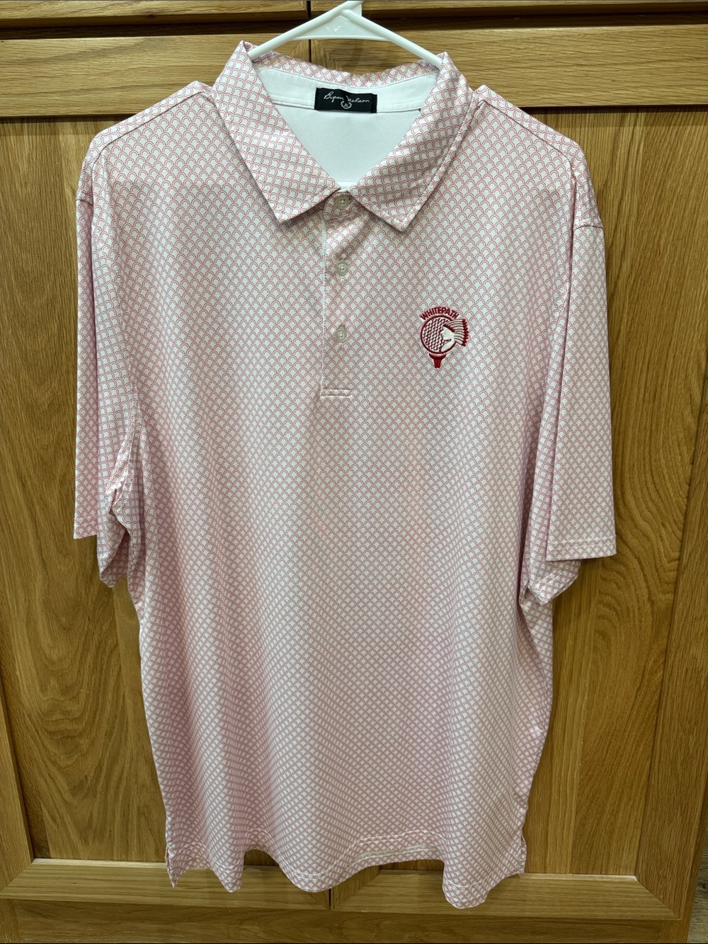 Men's Light Pink Geo-Print Performance Polo